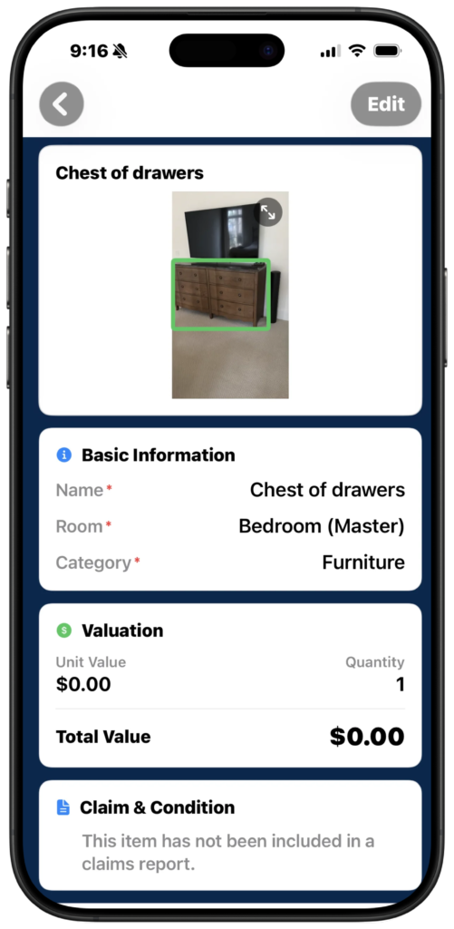 Proofly Inventory page 