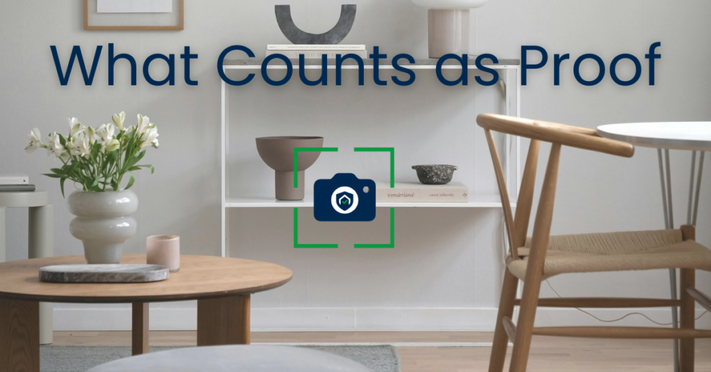 Organized home workspace with a shelves, representing preparation and reviewable information for an insurance claim